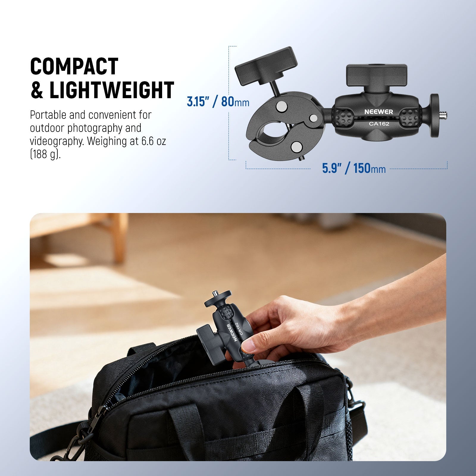 NEEWER CA162 Super Clamp Action Camera Mount Kit is lightweight and compact.