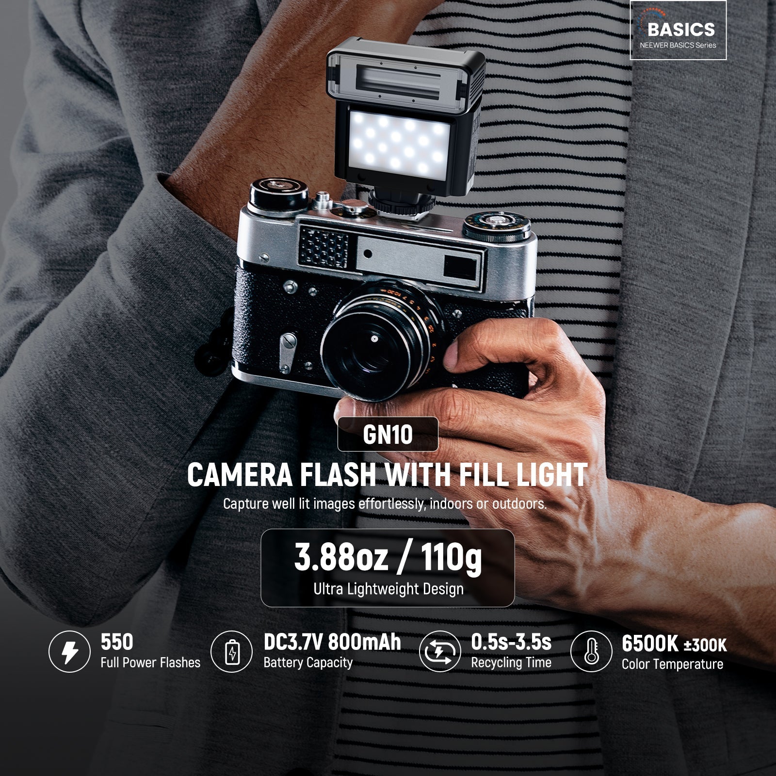 NEEWER A10L Mini Camera Flash weighs only 110g.