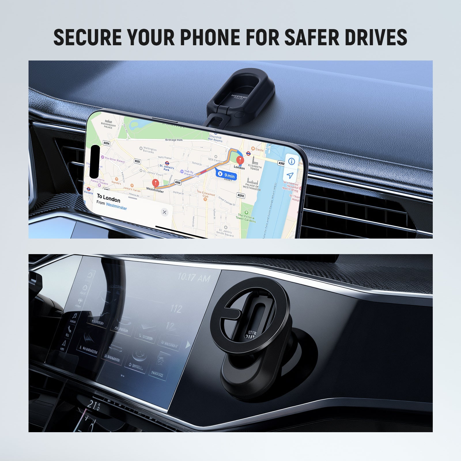 NEEWER PA118 Magnetic Car Phone Holder can secure your phone.