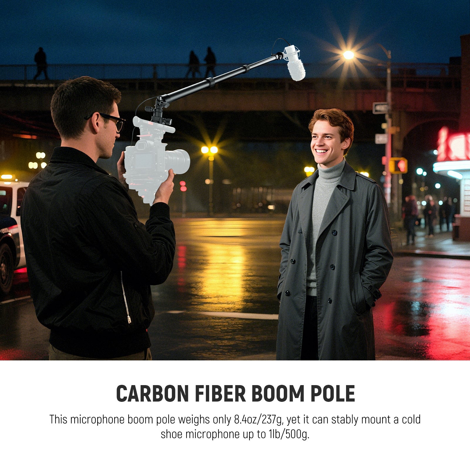 NEEWER BP01 Carbon Fiber Microphone Boom Pole weighs only 237g.