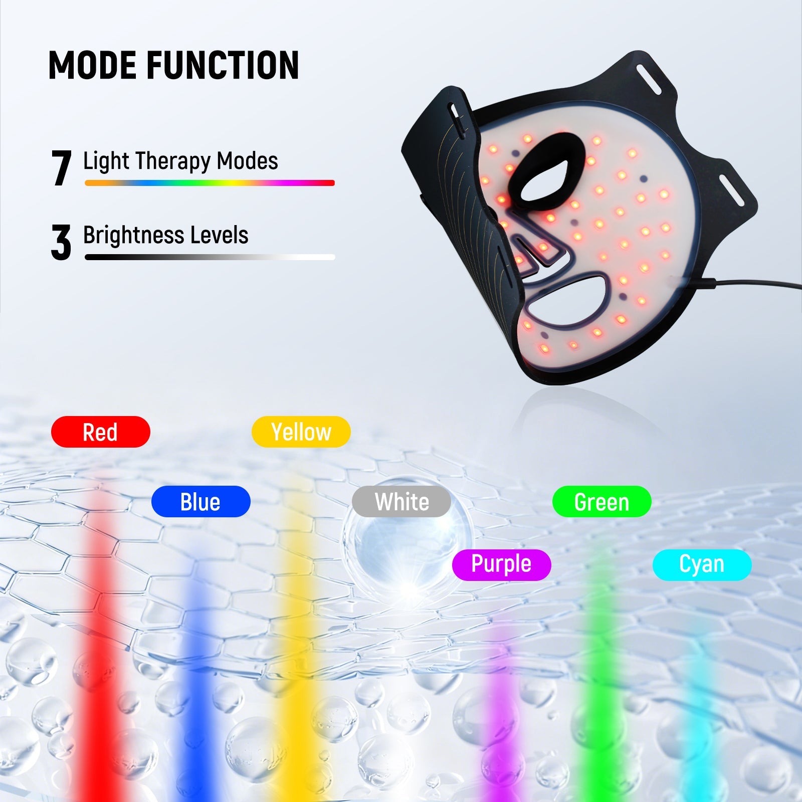 With 10W output, this LED red light mask delivers consistent and gentle illumination for a relaxing experience to complement daily facial care.