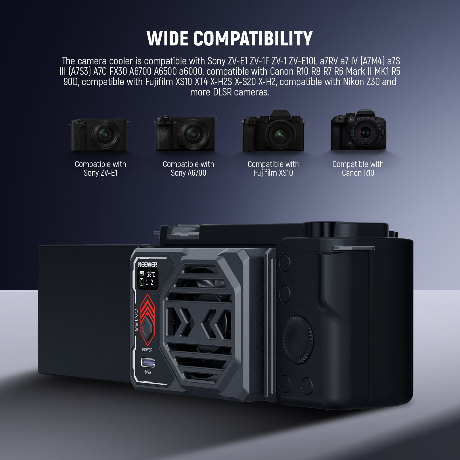 Wide Compatibility of the NEEWER CA155 Camera Cooling Fan