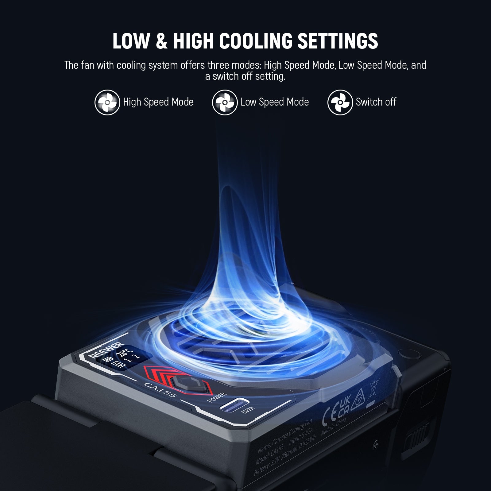The fan with cooling system offers three modes
