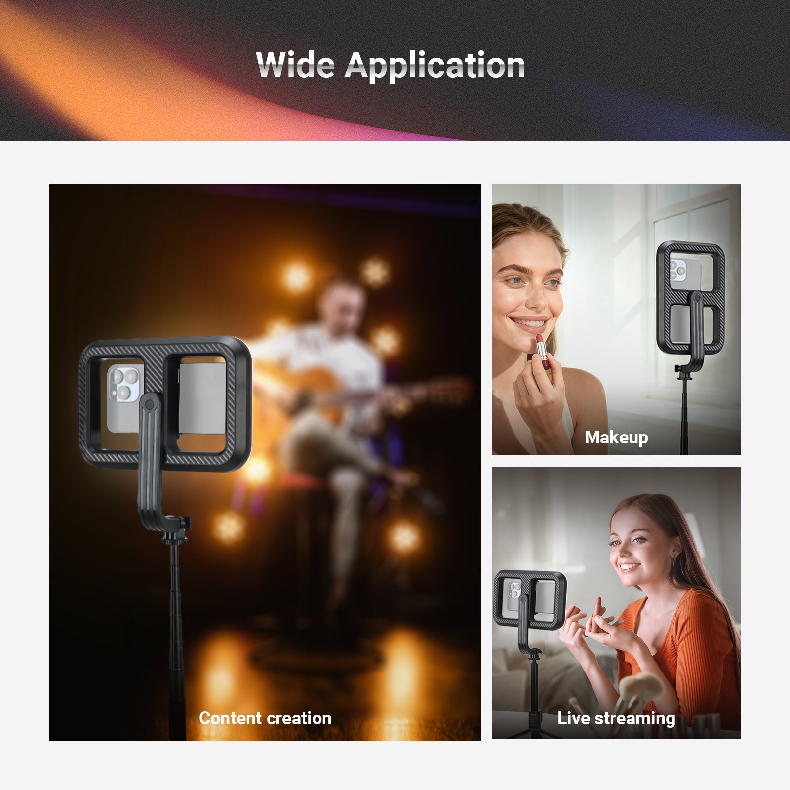 NEEWER NL100B Wireless Selfie Light with Tripod Stand is suitable for content creation, makeup, and live streaming.