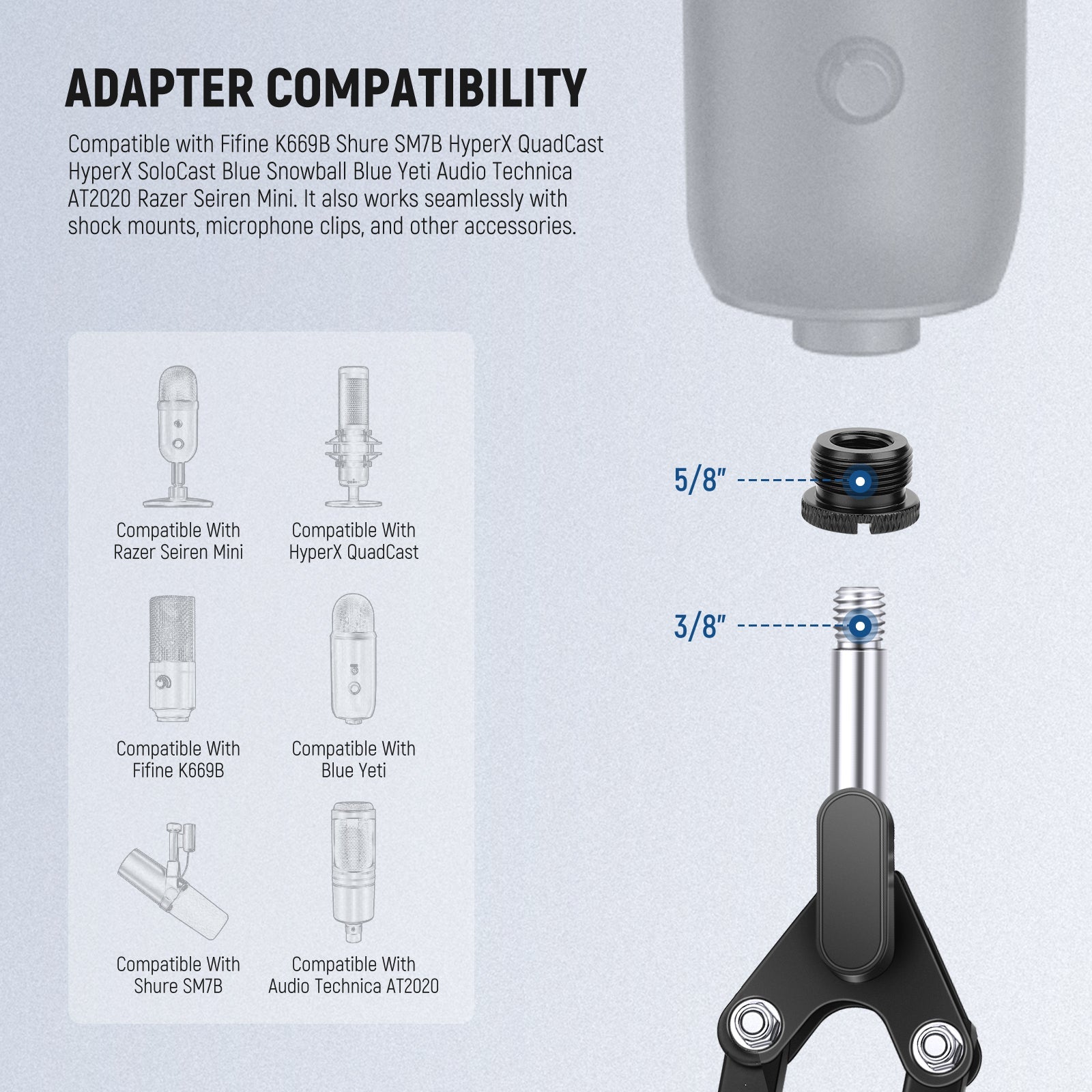 The microphone adapters are compatible with many accessories.
