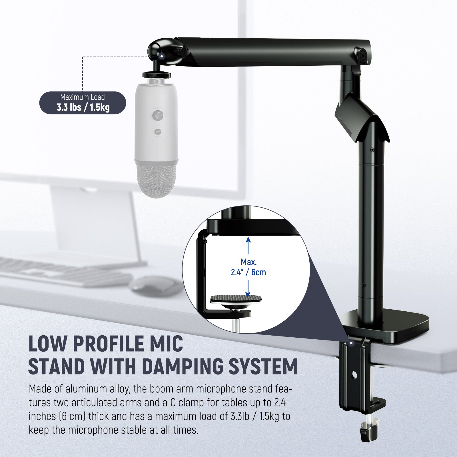 Low Profile Mic Stand with Damping System