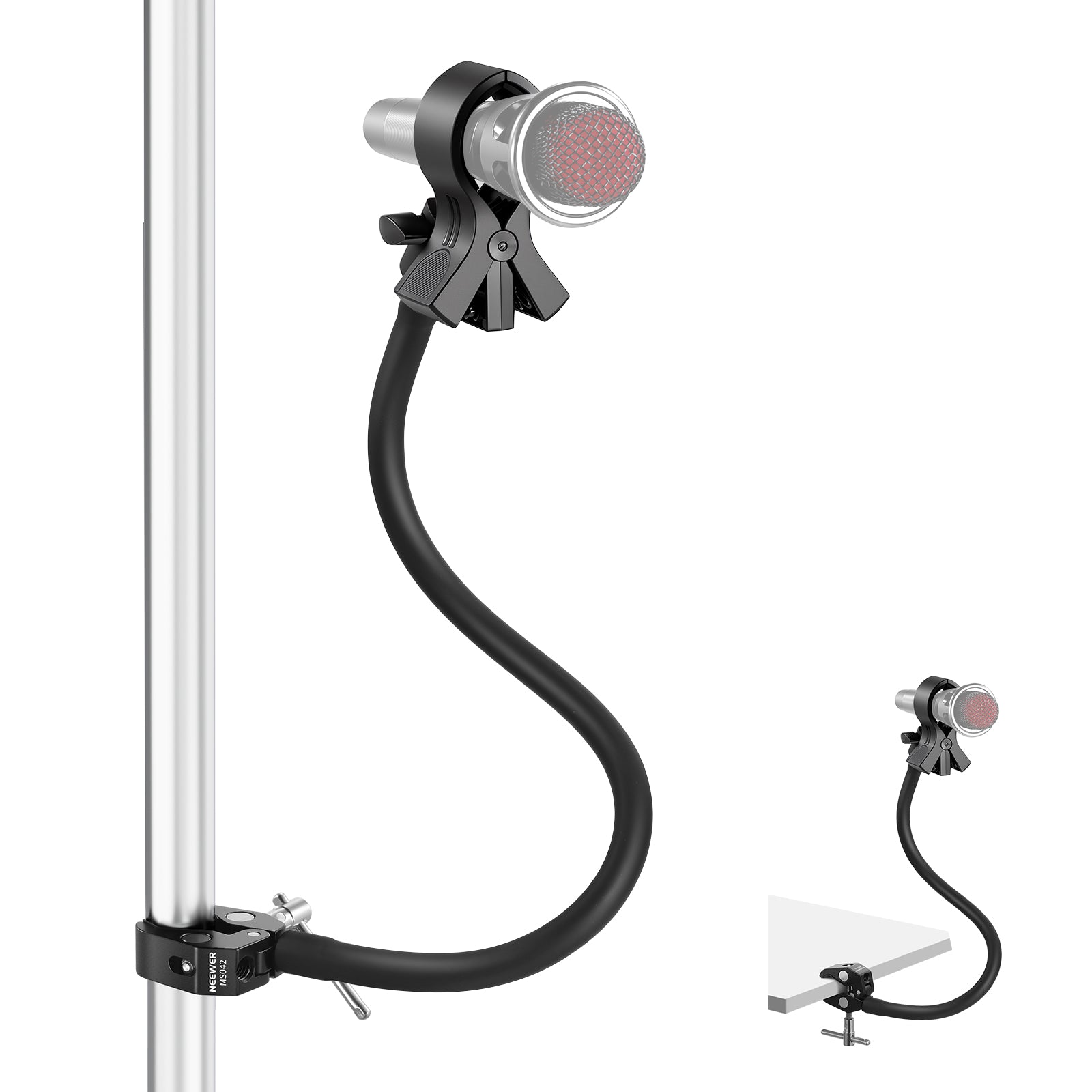 NEEWER MS042 Microphone Stand with Flexible Arm & Mic Clip