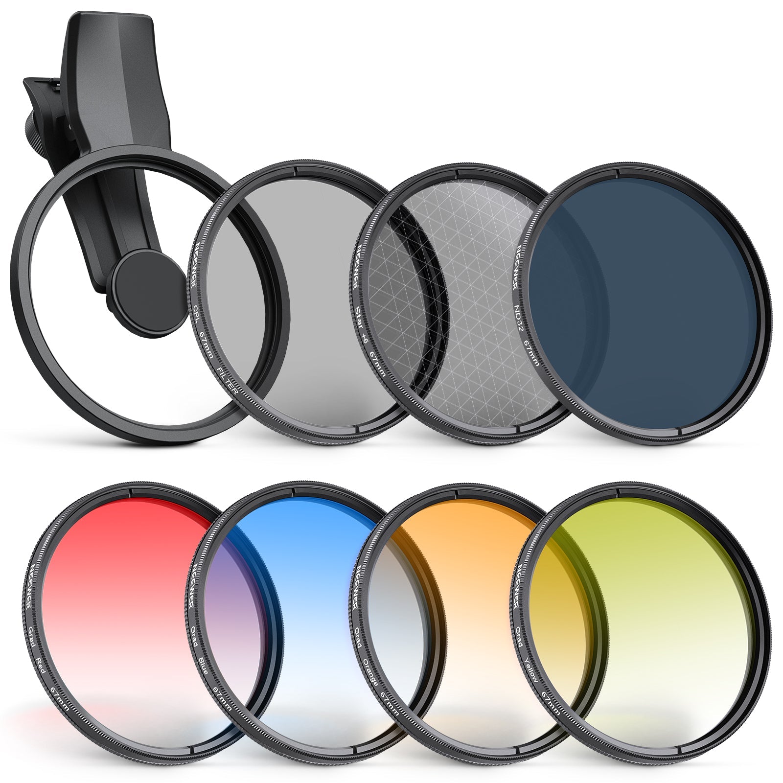 NEEWER FL-P12 7 Pack Clip-On 67mm Filter Set for Smartphone
