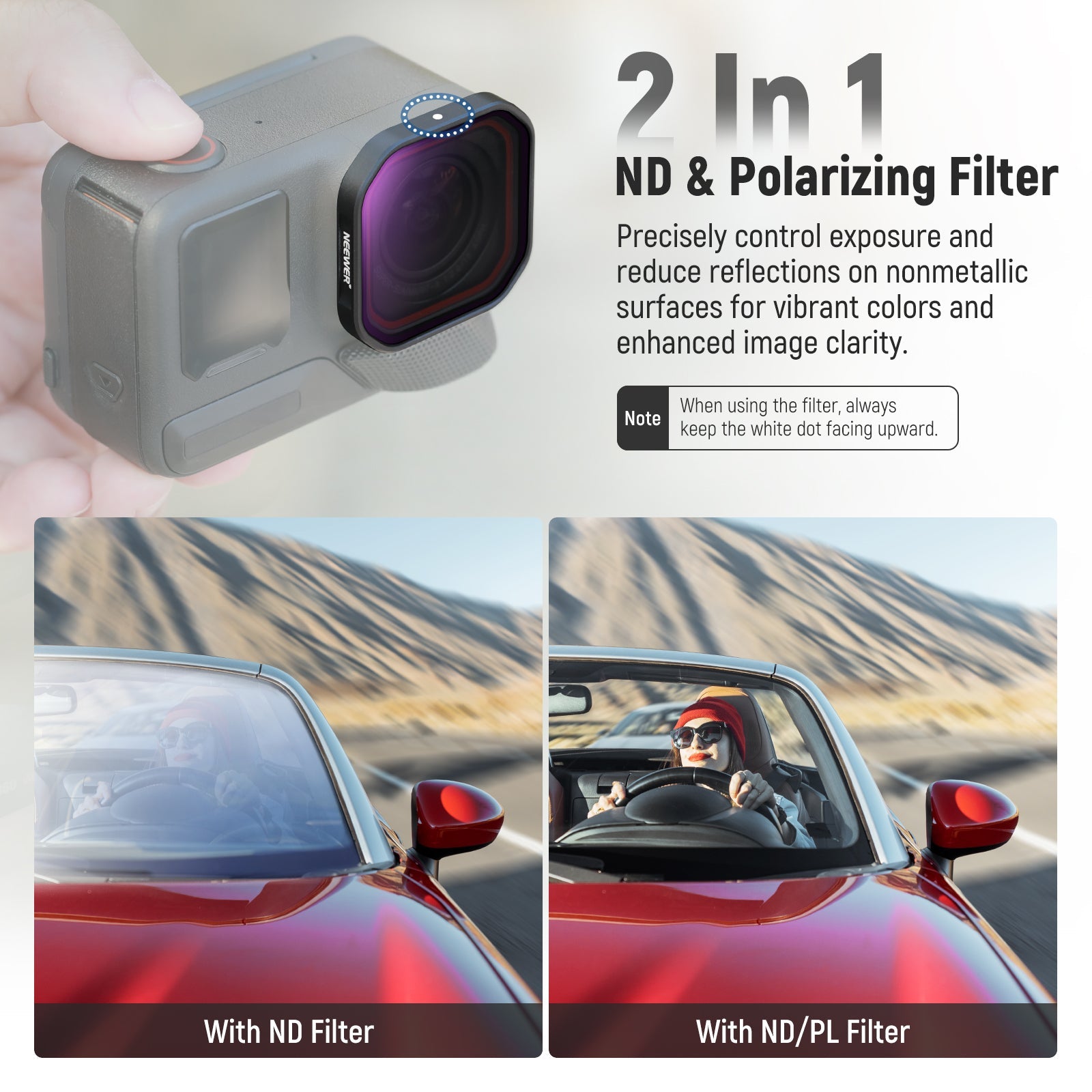 NEEWER 2-in-1 ND & Polarizing filter for Insta360 Ace Pro 2