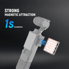 With magnetic mount brackets, this photo & video cube light swiftly snaps on the sides of the pocket 3