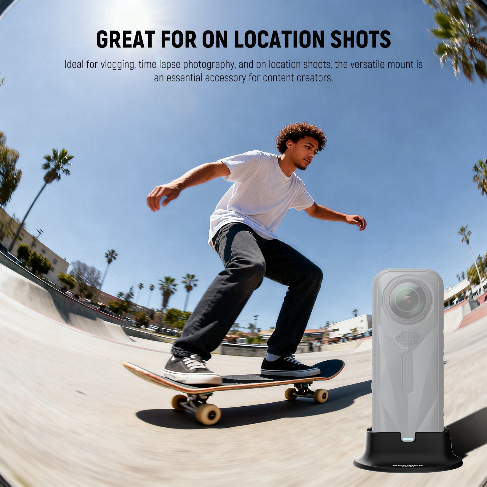 NEEWER CA157 Silicone Base for Insta360 X5/X4 is great for on location shots.