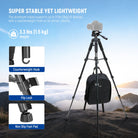 NEEWER TP55 Camera Tripod is super stable yet lightweight.