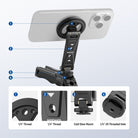 The tripod phone holder comes with several 1/4" standard threaded holes