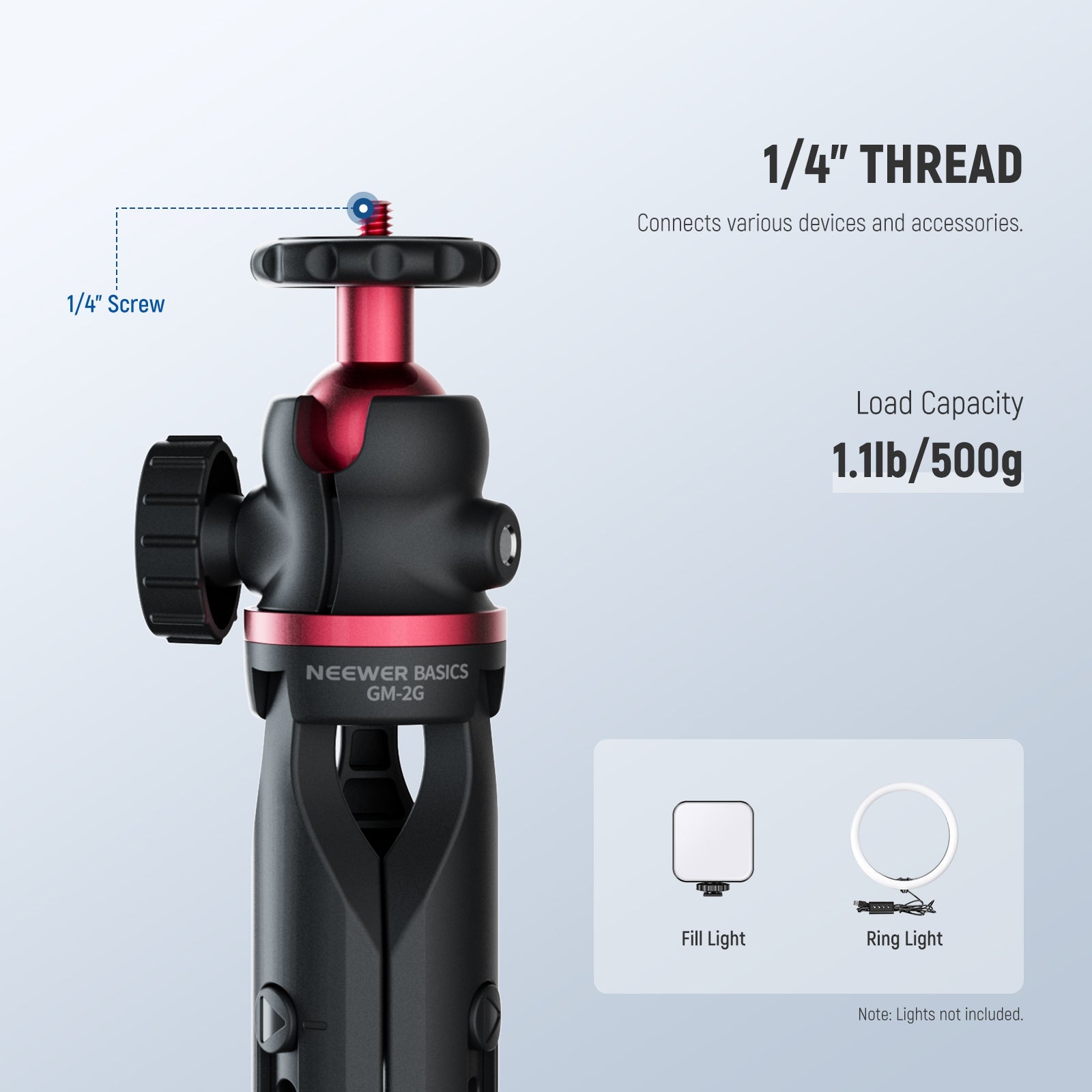 the lightweight small pocket camera phone tripod supports your smartphone up to 1.1 lbs