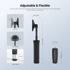 NEEWER TP016 Airplane Phone Holder mount stand tripod adapter enables 360° rotation and 180° tilt for video recording.