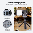 NEEWER AC049 Camera Cage features side cutouts for landscape to portrait composition switches, with a cold shoe and a 1/4" screw port for microphones or lights, or mount it on tripods or selfie sticks for versatile use