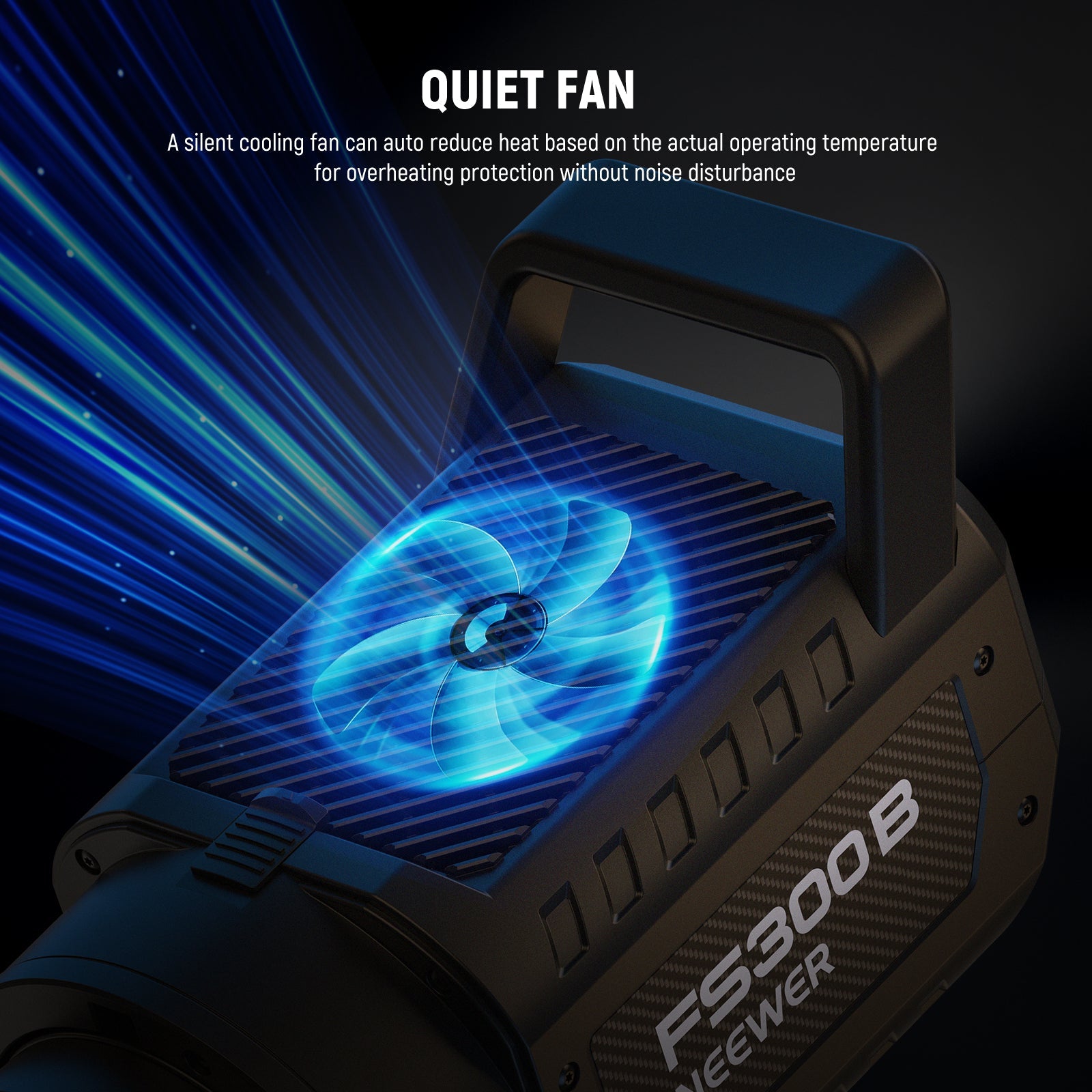 NEEWER FS300B Bi-Color LED Video Light features a silent cooling fan.