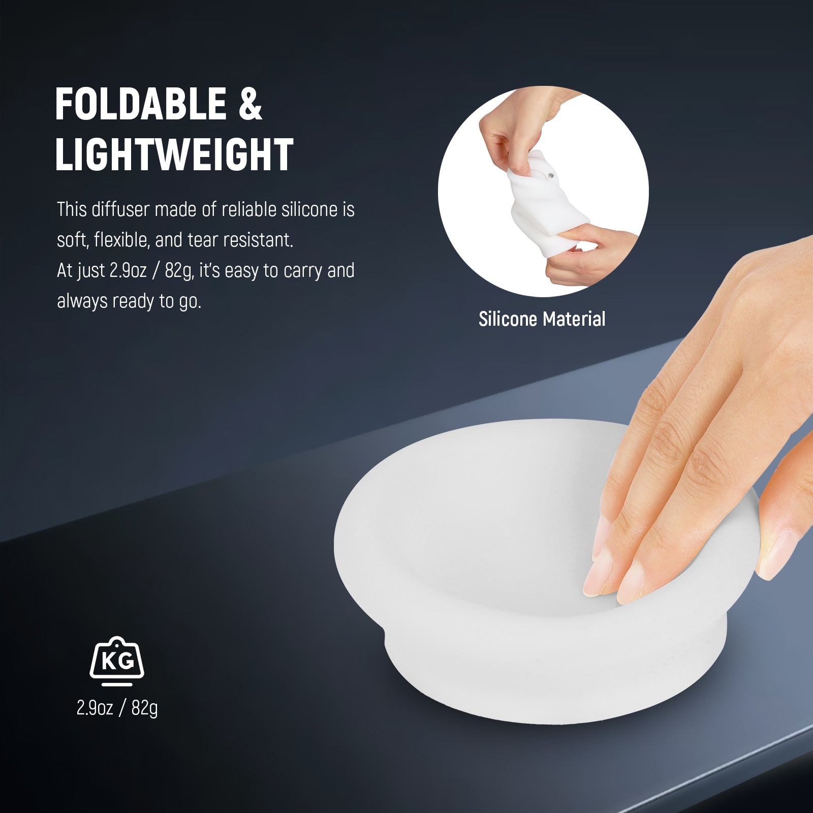 NEEWER CRS9 Silicone Flash Diffuser is foldable and lightweight.