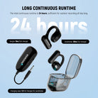 The total continuous runtime is 24 hours, sufficient for outdoor recording all day long