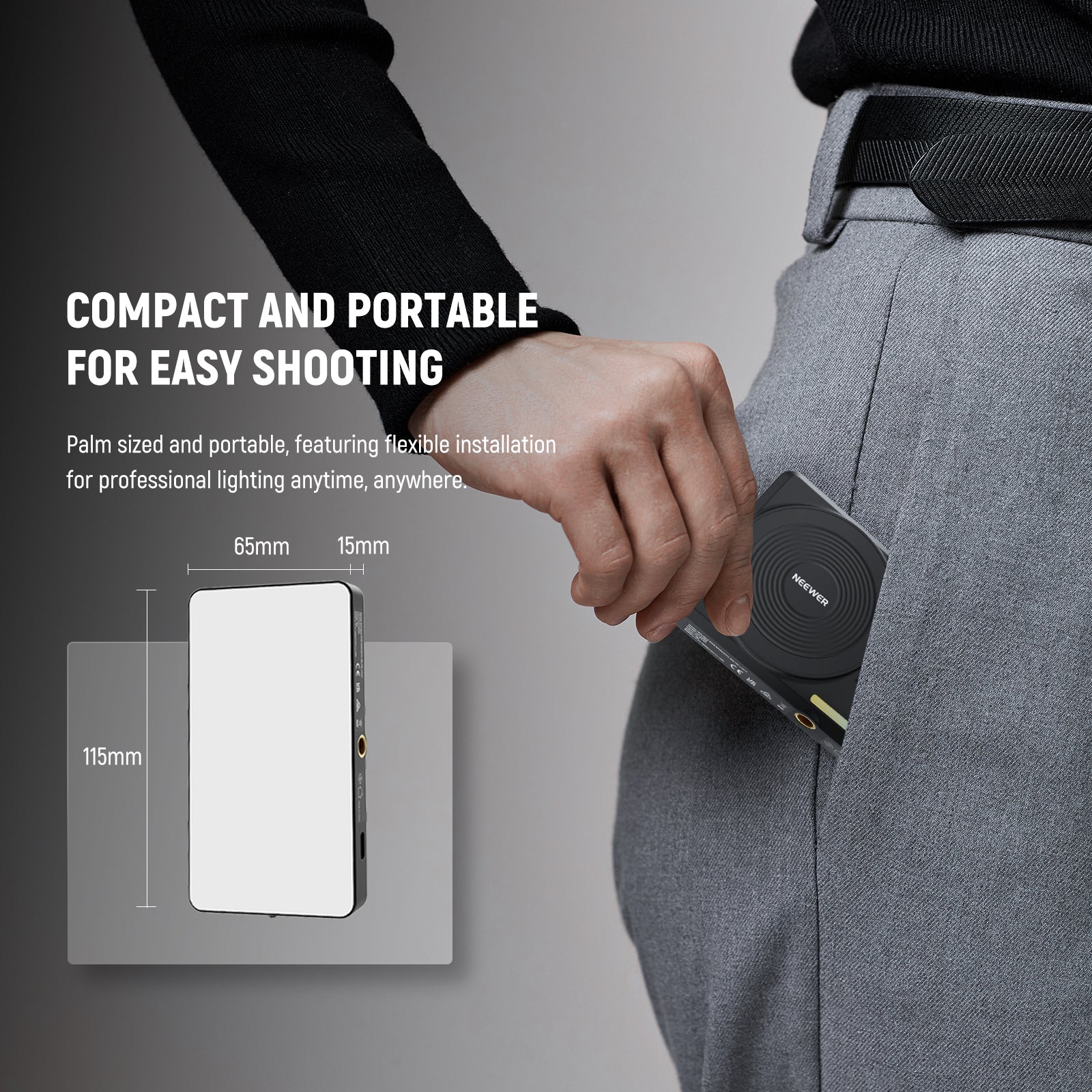 NEEWER NL129D Magnetic Phone Selfie Light is compact and portable for easy shooting.