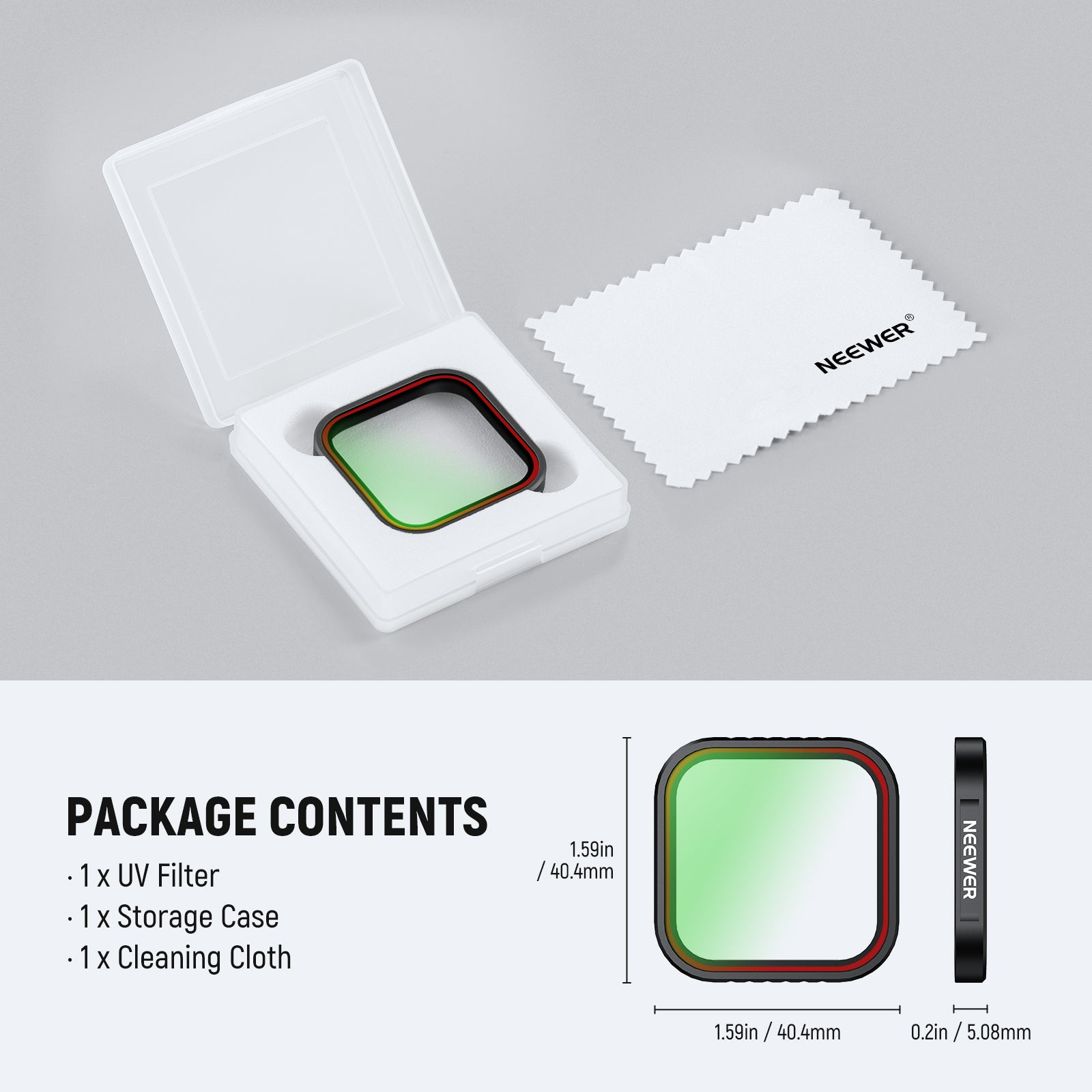 Package Contents of the NEEWER UV Filter for Insta360 Ace Pro/Ace Pro 2