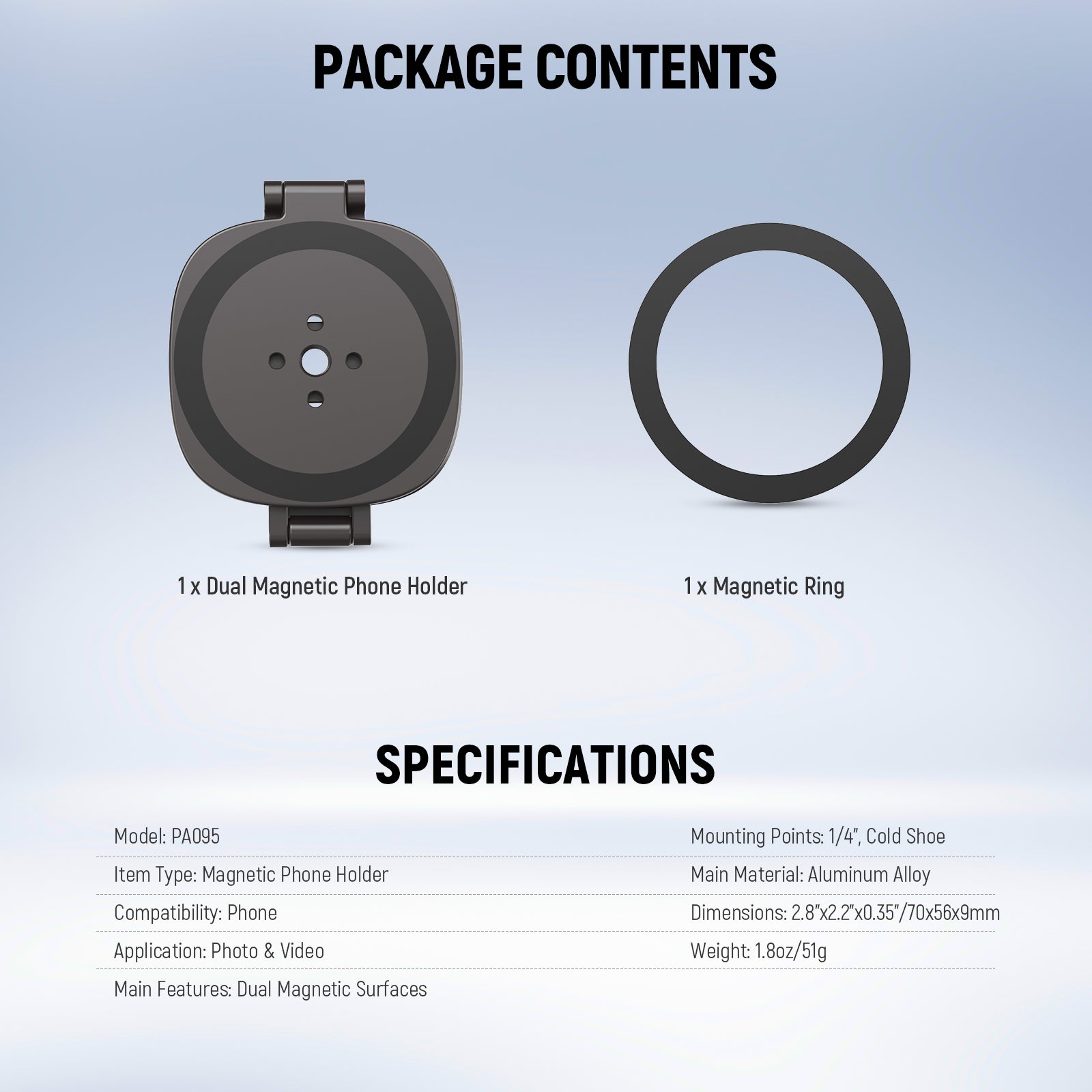 Package Contents of the NEEWER PA095 Foldable Phone Holder