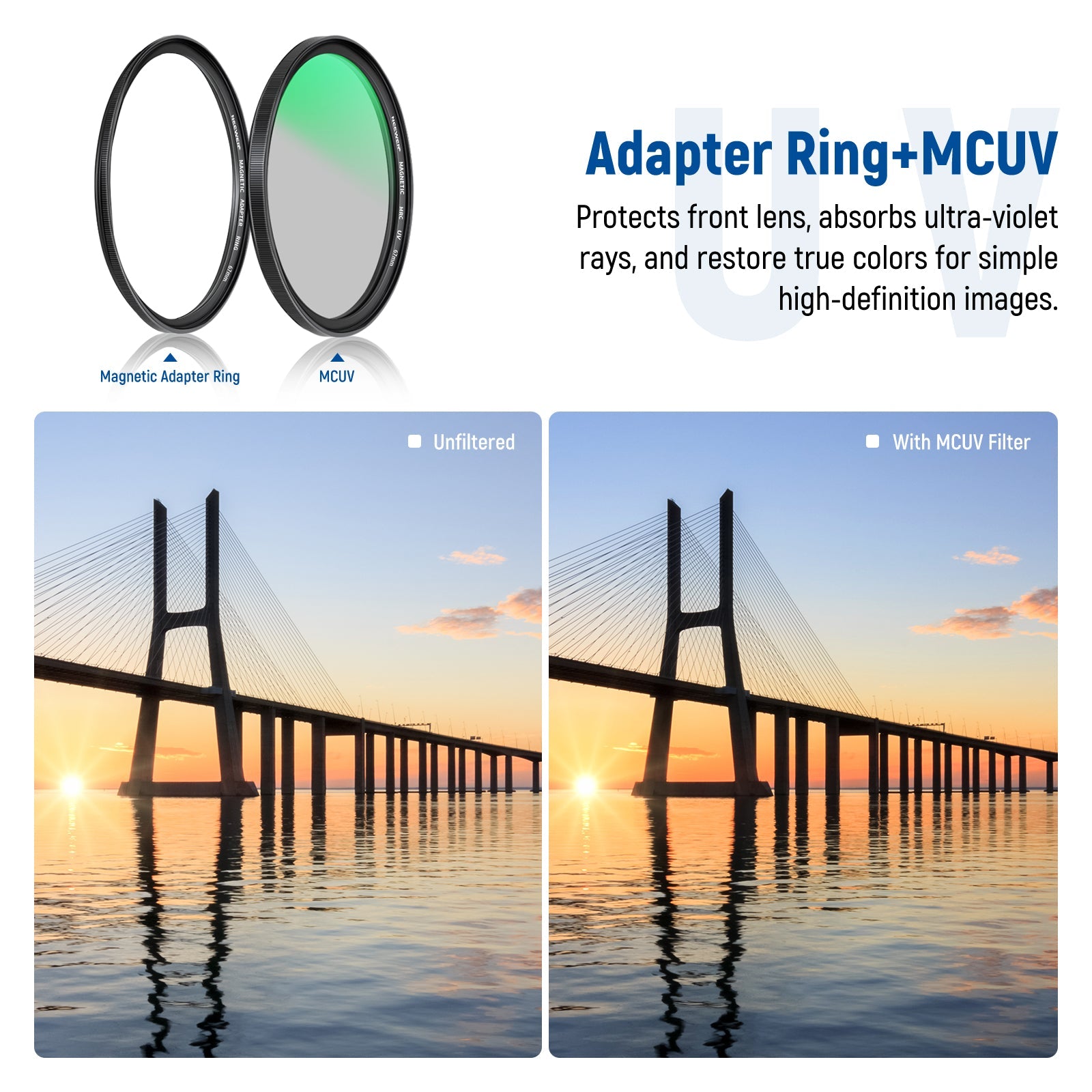 NEEWER 5-in-1 Magnetic Lens Filter Kit with ND1000+MCUV+CPL+Adapter Ring+Filter Cap