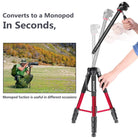 Neewer Portable 70"/177cm Aluminum Alloy Camera Tripod Monopod with 3-Way Swivel Pan Head, Bag (Red-SAB264) - neewer.com