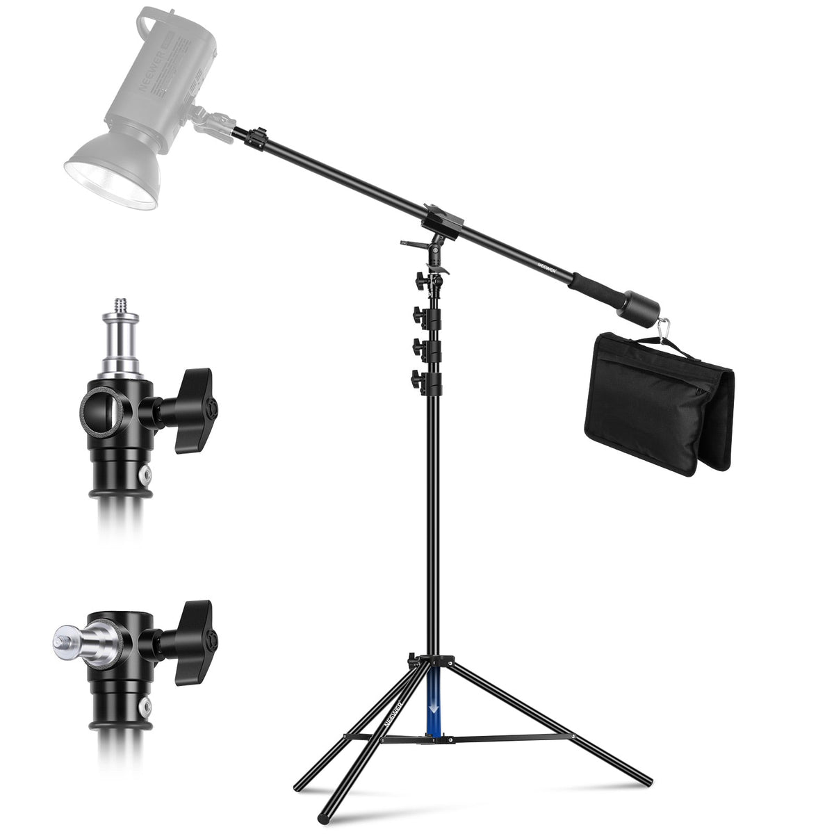 Supporto A Braccio Telescopico Per Studio Foto/video 76-138 Cm + Sacco Di Sabbia